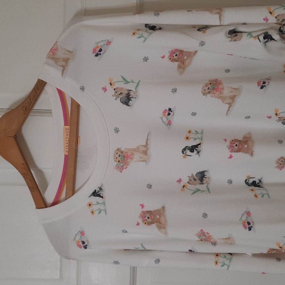 PJ Salvage White Dog Print Long Sleeve Pajama Top - Picture 6 of 15